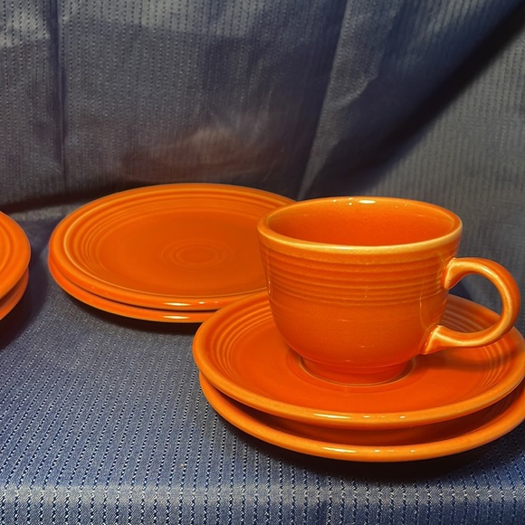 Vintage Coral orange red fiestaware dinner set of 6 with bonus mug cup EUC - Picture 1 of 8